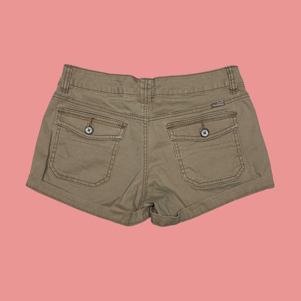 Unionbay Womens Khaki Tan Utility Cuffed Shorts Size 5 Low Rise Pockets